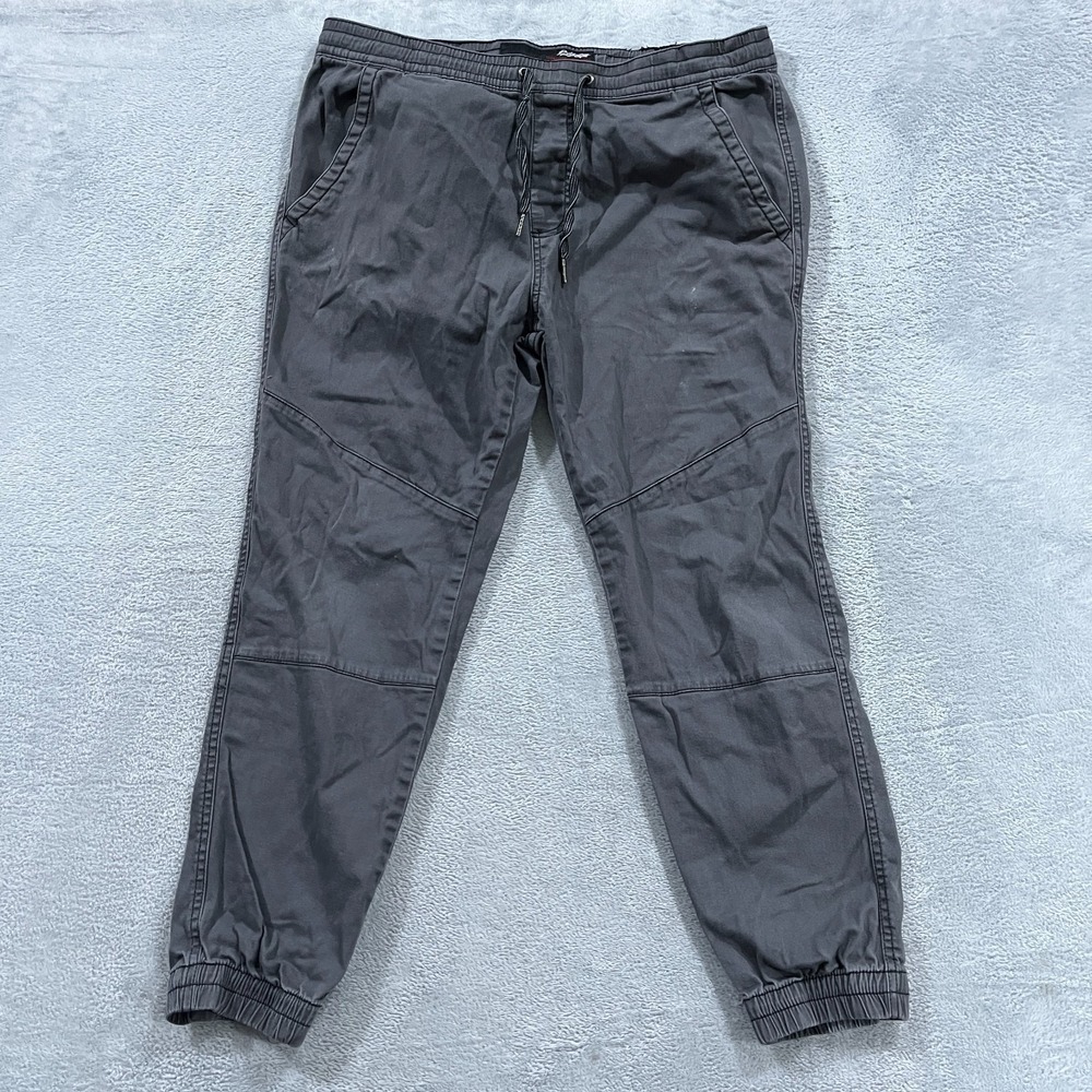 Plugg Tapered Leg Jogger Pants Mens L (Fits 36x27) Gray Elastic Waist Drawstring